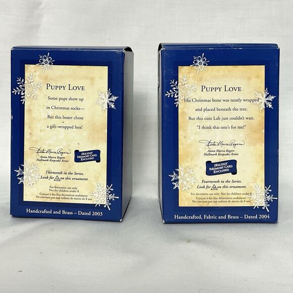 Puppy Love Hallmark Ornament Lot #13 & #14 Dated  2003 2004 Boxer & Lab - Picture 8 of 9